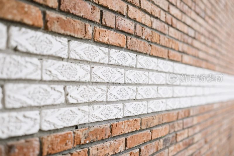 红砖墙白色条纹背景