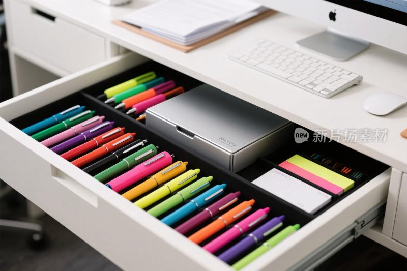 办公桌面抽屉彩笔