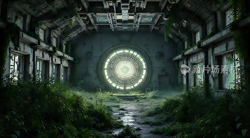 废弃建筑中的神秘光圈