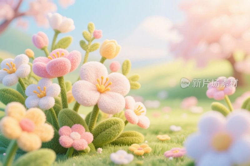 梦幻卡通花卉插画