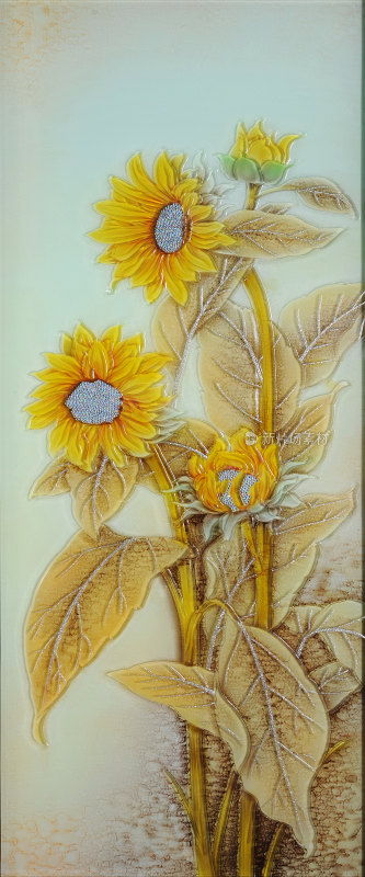 向日葵屏风背景装饰画