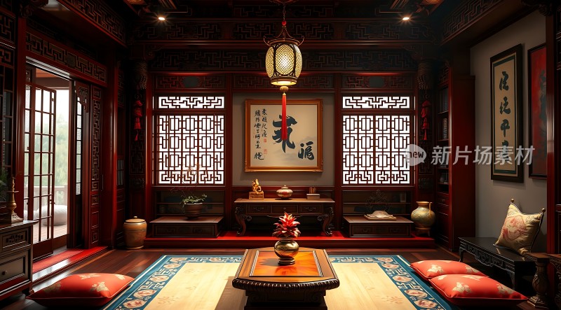 古风雅室红木家具显奢华书法作品添文化气息