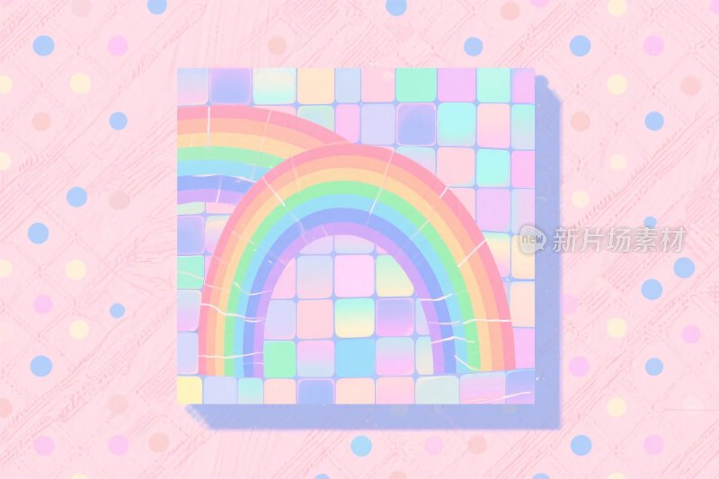 彩色方块彩虹插画