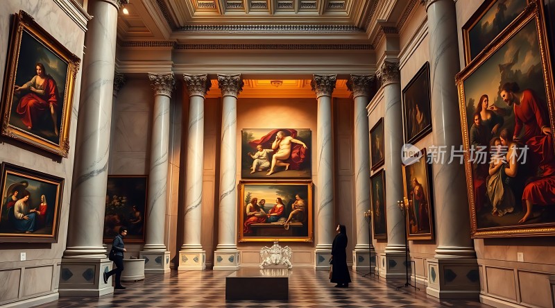 艺术殿堂古典画作与宏伟建筑相映成趣
