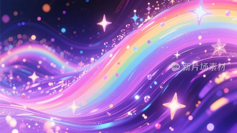 梦幻彩虹星光插画