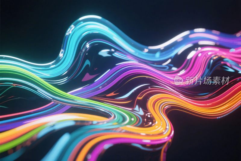 多彩流动线条插画