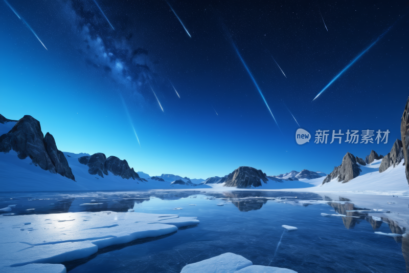 冰冻湖面上的星空一座高山清图片