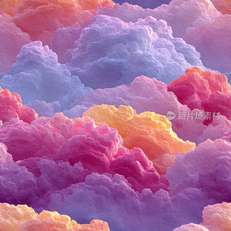 梦幻多彩云朵插画