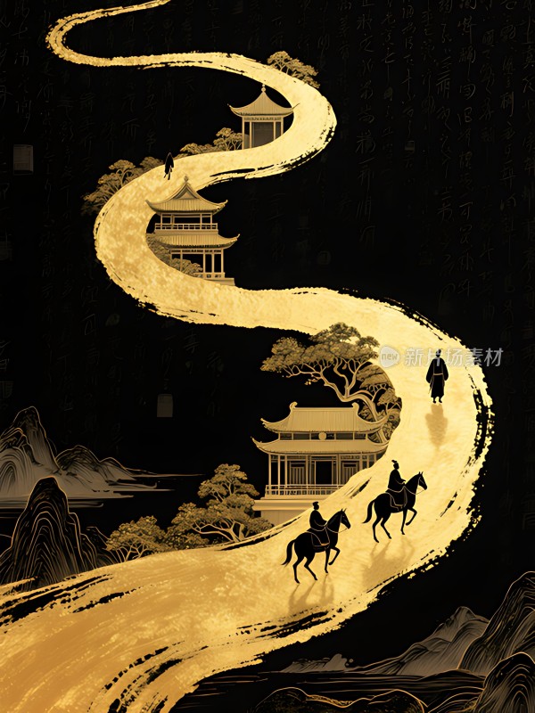 金色丝绸之路上的古风画卷