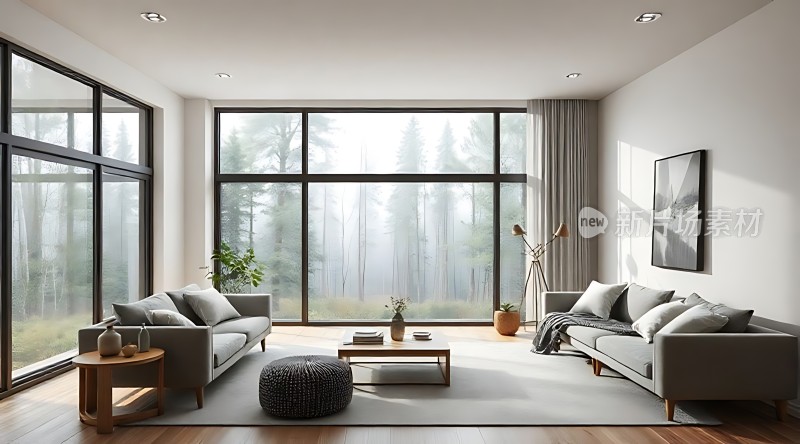 现代简约客厅自然光线充足家具简洁大方