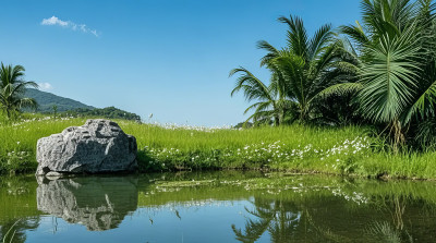 热带南方水乡自然风景田园休闲生活图片