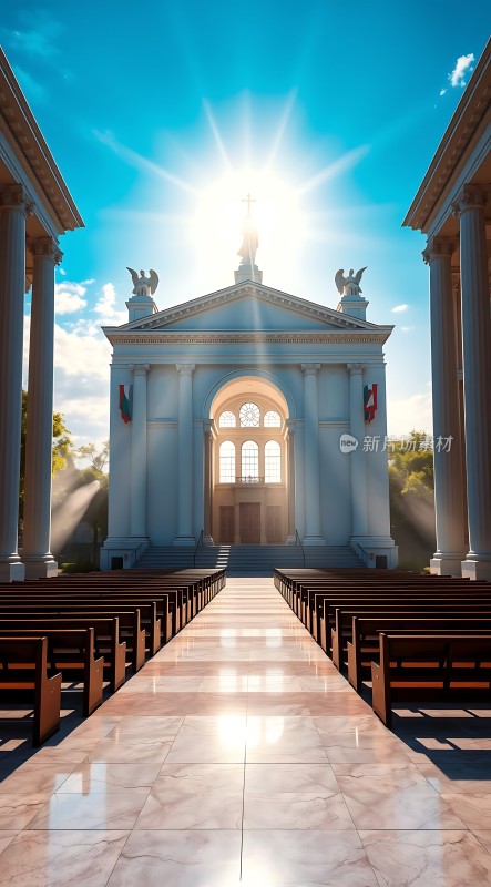 阳光下的宏伟教堂