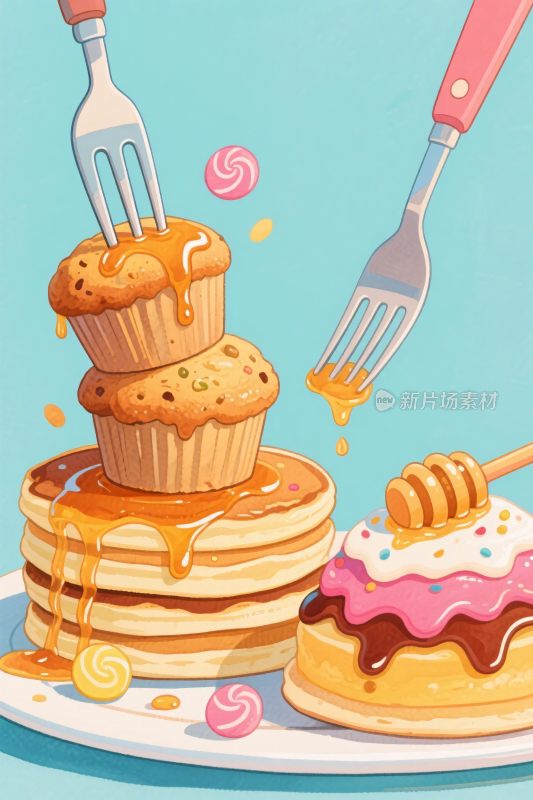 卡通甜点插画