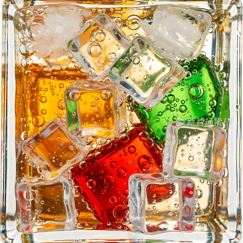 彩色冰块气泡饮料