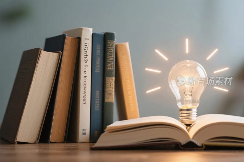 书籍与创意灯泡场景