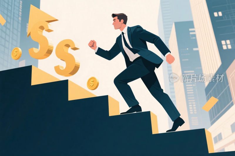商务人士攀登财富阶梯