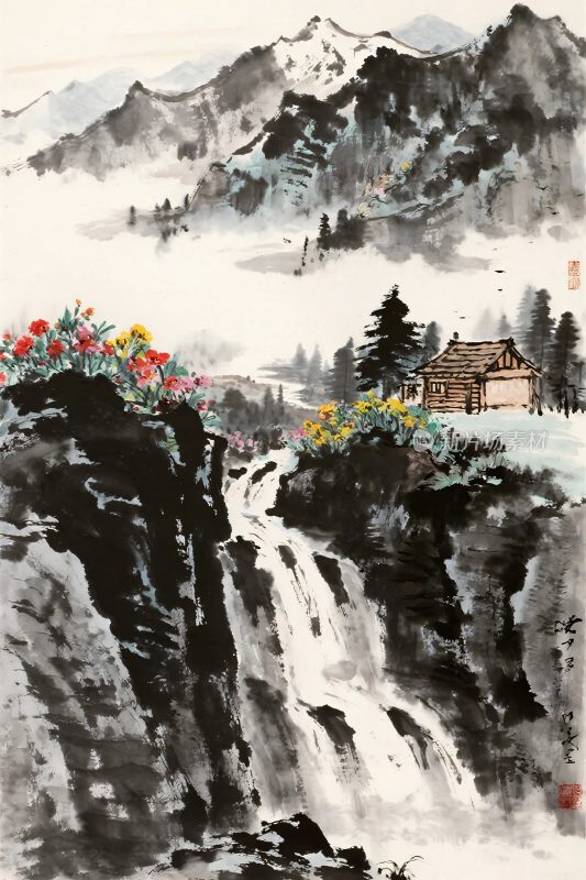 中国传统山水水墨画