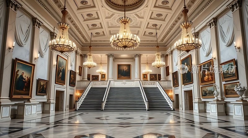 艺术殿堂璀璨灯光下的宏伟阶梯