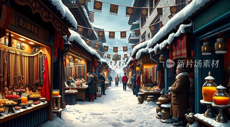 冬日集市繁华景象