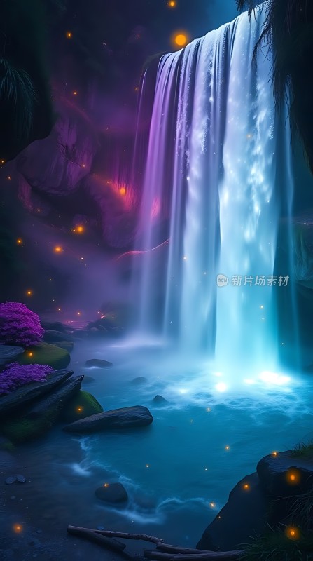 神秘瀑布夜光奇景