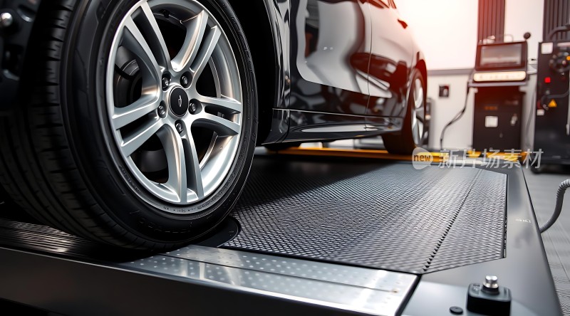 现代汽车轮毂与轮胎特写