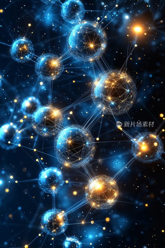 科技感分子结构插画