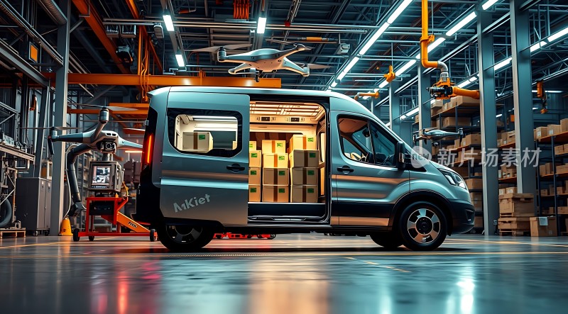 智能物流仓库无人驾驶货车与无人机协同作业