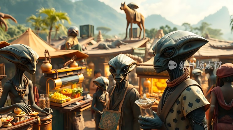 外星集市上的异域风情