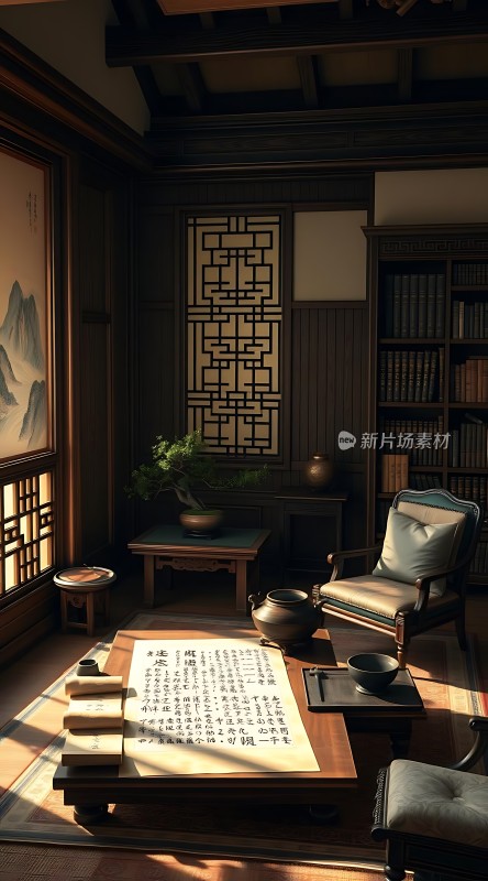 古风书房雅致宁静