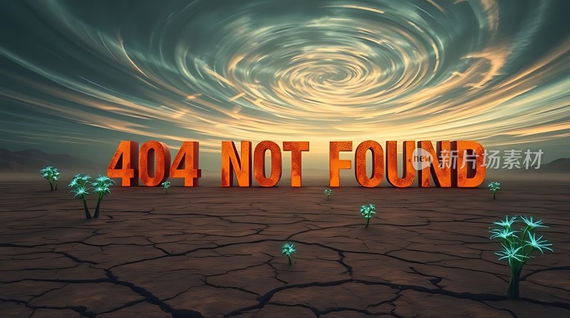 404错误页面荒凉土地上的“NOT FOUND”字样