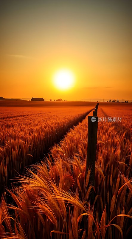 金色麦田日落时分