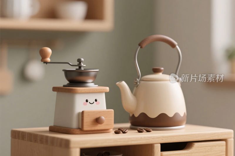 可爱厨房小摆件插画