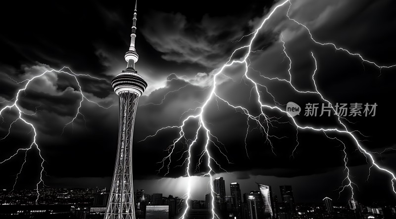 雷击下的城市地标