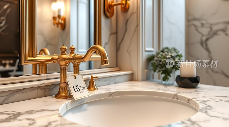 金色水龙头大理石洗手台