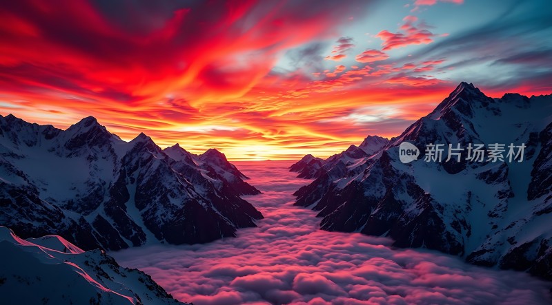 日出云海雪山奇景