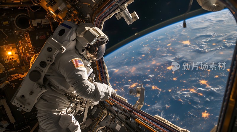 宇航员太空行走地球美景