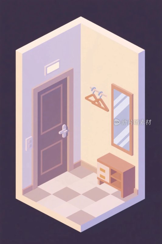 室内等距空间插画
