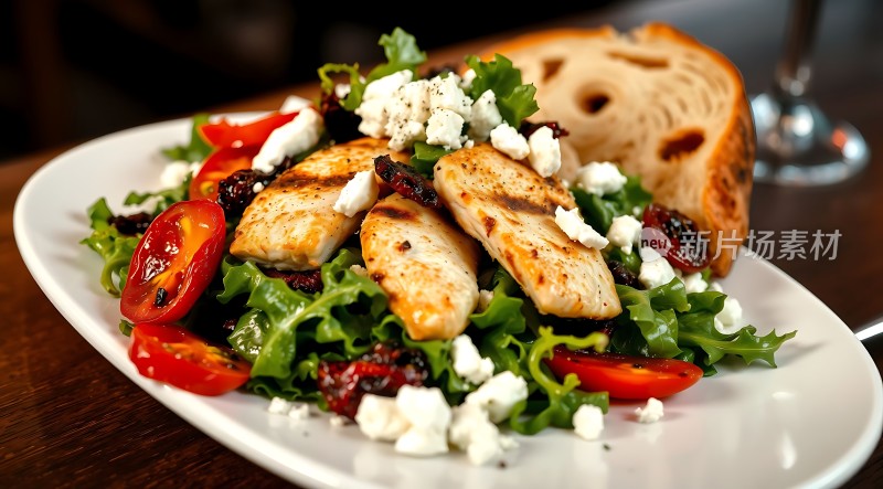 烤鸡肉沙拉配芝士面包