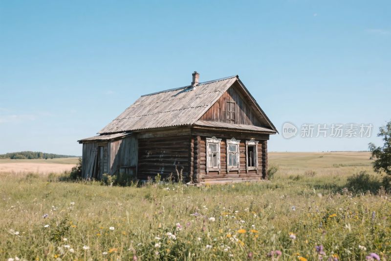 乡村老木屋风景