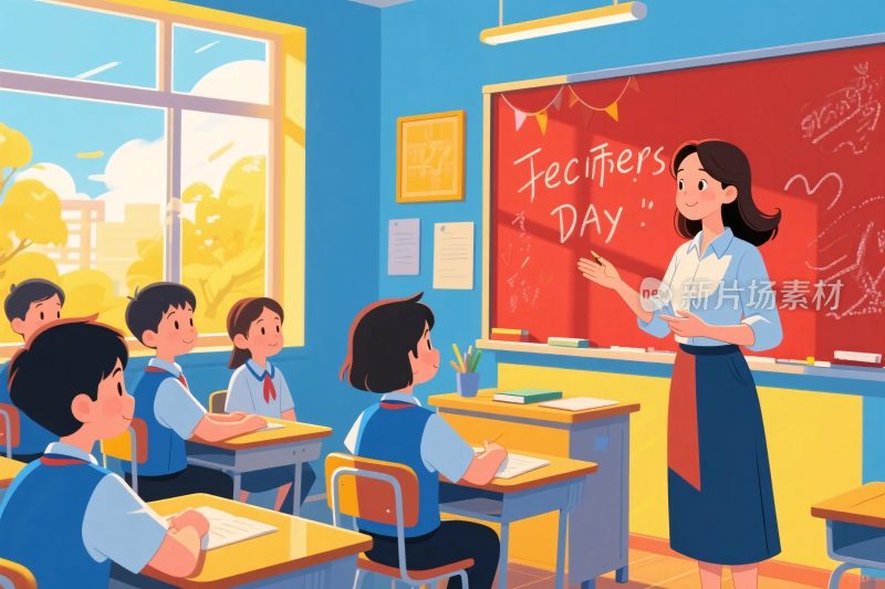 教室教学场景插画