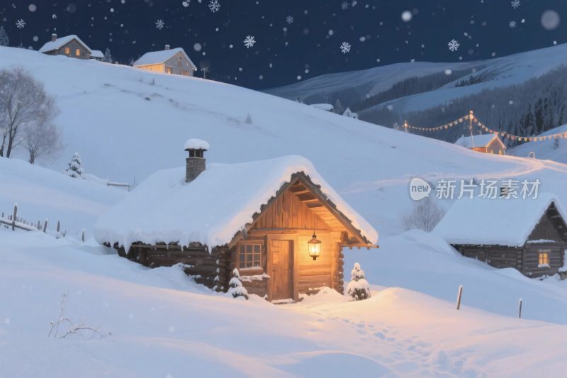 冬日雪景木屋