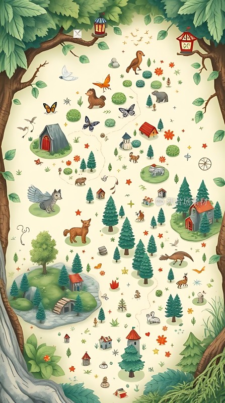 森林秘境动物与自然和谐共处