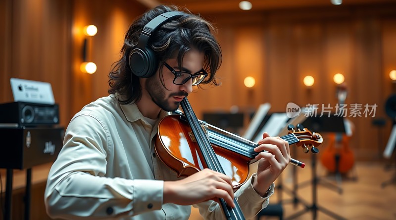 音乐家专注演奏小提琴