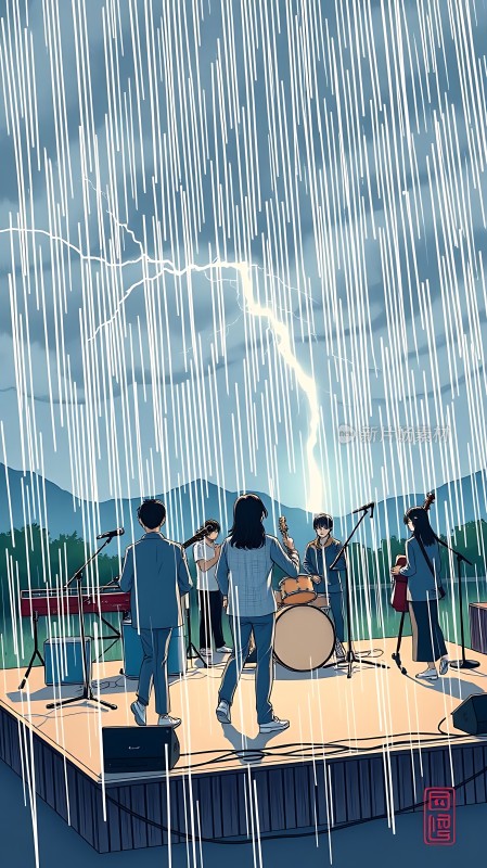 雨中乐队演出