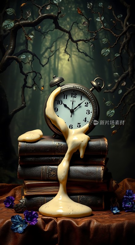 融化时钟与书籍