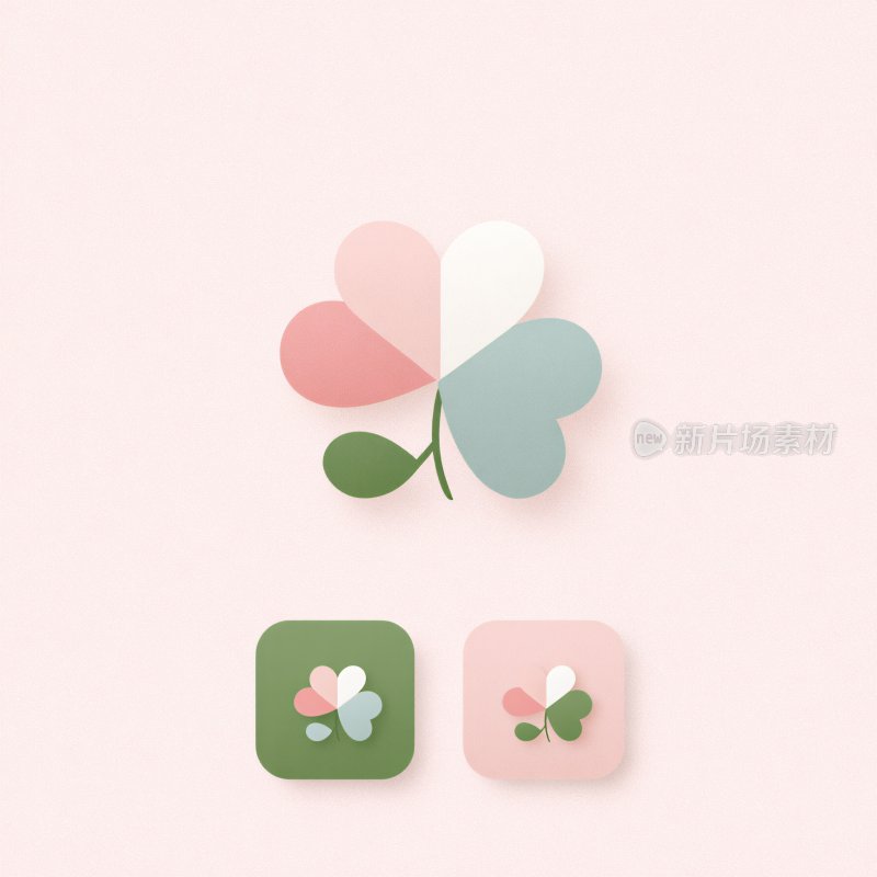 彩色四叶草图标插画
