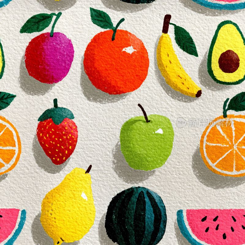 多彩手绘水果插画