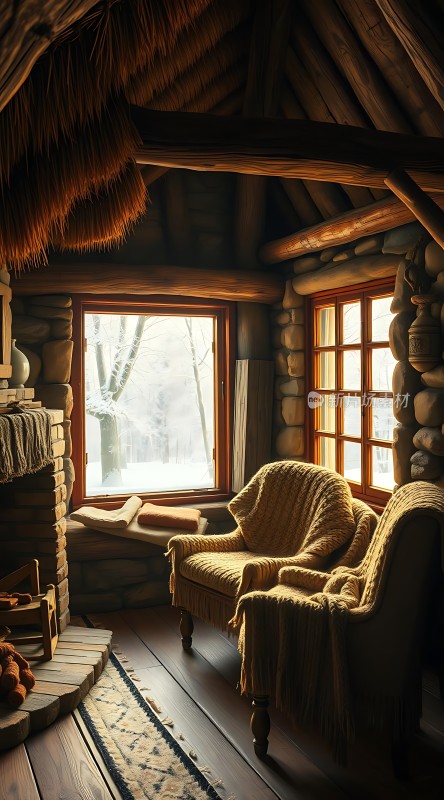 阳光下的温馨木屋