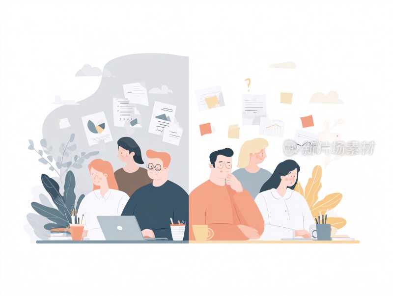 团队办公场景插画