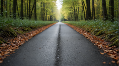 一条长长的路林木树叶林立风景图片